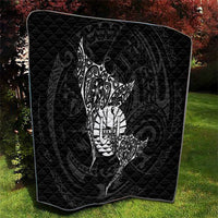 French Polynesia Manta Ray Tattoo Quilt Tahiti Hahalua Turtle Shark Black Color LT14 - Polynesian Pride