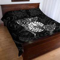 French Polynesia Manta Ray Tattoo Quilt Bed Set Tahiti Hahalua Turtle Shark Black Color LT14 - Polynesian Pride