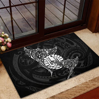 French Polynesia Manta Ray Tattoo Rubber Doormat Tahiti Hahalua Turtle Shark Black Color LT14 - Polynesian Pride
