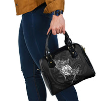 French Polynesia Manta Ray Tattoo Shoulder Handbag Tahiti Hahalua Turtle Shark Black Color