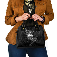 French Polynesia Manta Ray Tattoo Shoulder Handbag Tahiti Hahalua Turtle Shark Black Color