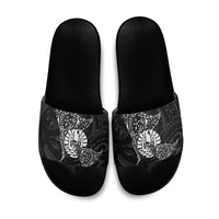 French Polynesia Manta Ray Tattoo Slide Sandals Tahiti Hahalua Turtle Shark Black Color LT14 Black - Polynesian Pride