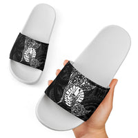 French Polynesia Manta Ray Tattoo Slide Sandals Tahiti Hahalua Turtle Shark Black Color LT14 - Polynesian Pride
