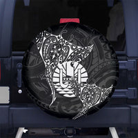 French Polynesia Manta Ray Tattoo Spare Tire Cover Tahiti Hahalua Turtle Shark Black Color LT14 No hole Black - Polynesian Pride