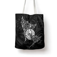 French Polynesia Manta Ray Tattoo Tote Bag Tahiti Hahalua Turtle Shark Black Color LT14 - Polynesian Pride