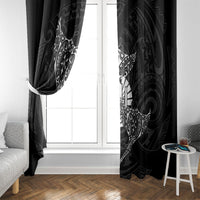 French Polynesia Manta Ray Tattoo Window Curtain Tahiti Hahalua Turtle Shark Black Color LT14 - Polynesian Pride