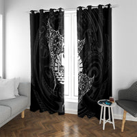 French Polynesia Manta Ray Tattoo Window Curtain Tahiti Hahalua Turtle Shark Black Color LT14 With Grommets Black - Polynesian Pride