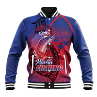 Guam Blue Marlin Fishing Baseball Jacket Guahan Fish Hook Tattoo LT14 Unisex Blue - Polynesian Pride