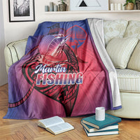 Guam Blue Marlin Fishing Blanket Guahan Fish Hook Tattoo LT14 Blue - Polynesian Pride