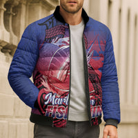 Guam Blue Marlin Fishing Bomber Puffer Jacket Guahan Fish Hook Tattoo LT14 - Polynesian Pride