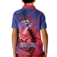 Guam Blue Marlin Fishing Kid Polo Shirt Guahan Fish Hook Tattoo LT14 - Polynesian Pride