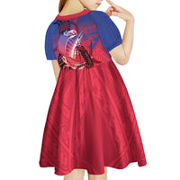 Guam Blue Marlin Fishing Kid Short Sleeve Dress Guahan Fish Hook Tattoo LT14 - Polynesian Pride
