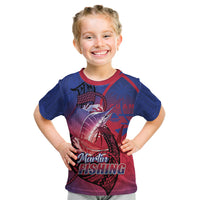 Guam Blue Marlin Fishing Kid T Shirt Guahan Fish Hook Tattoo LT14 Blue - Polynesian Pride