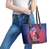 Guam Blue Marlin Fishing Leather Tote Bag Guahan Fish Hook Tattoo LT14 - Polynesian Pride