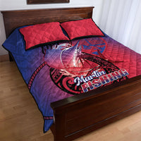 Guam Blue Marlin Fishing Quilt Bed Set Guahan Fish Hook Tattoo LT14 - Polynesian Pride