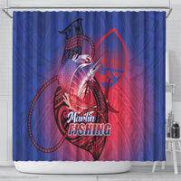 Guam Blue Marlin Fishing Shower Curtain Guahan Fish Hook Tattoo LT14 - Polynesian Pride