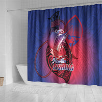 Guam Blue Marlin Fishing Shower Curtain Guahan Fish Hook Tattoo LT14 - Polynesian Pride