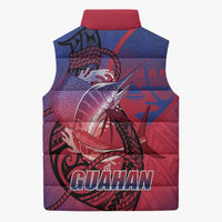 Guam Blue Marlin Fishing Sleeveless Puffer Jacket Guahan Fish Hook Tattoo LT14 - Polynesian Pride