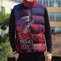 Guam Blue Marlin Fishing Sleeveless Puffer Jacket Guahan Fish Hook Tattoo LT14 - Polynesian Pride