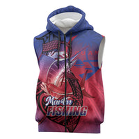 Guam Blue Marlin Fishing Sleeveless Zip Hoodie Guahan Fish Hook Tattoo LT14 Blue - Polynesian Pride