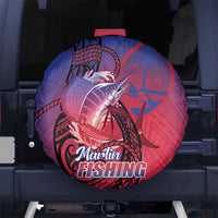 Guam Blue Marlin Fishing Spare Tire Cover Guahan Fish Hook Tattoo LT14 No hole Blue - Polynesian Pride