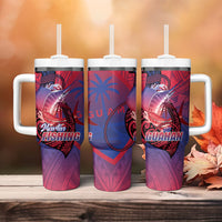 Guam Blue Marlin Fishing Tumbler With Handle Guahan Fish Hook Tattoo LT14 - Polynesian Pride