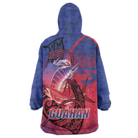 Guam Blue Marlin Fishing Wearable Blanket Hoodie Guahan Fish Hook Tattoo LT14 - Polynesian Pride