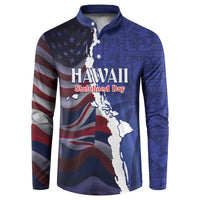 Personalized Hawaii Statehood Day Button Sweatshirt 66th Anniversary LT14 Blue - Polynesian Pride