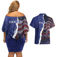 Personalized Hawaii Statehood Day Couples Matching Off Shoulder Short Dress and Hawaiian Shirt 66th Anniversary LT14 - Polynesian Pride