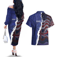 Personalized Hawaii Statehood Day Couples Matching Off The Shoulder Long Sleeve Dress and Hawaiian Shirt 66th Anniversary LT14 - Polynesian Pride