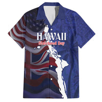 Personalized Hawaii Statehood Day Family Matching Off Shoulder Maxi Dress and Hawaiian Shirt 66th Anniversary LT14 Dad's Shirt - Short Sleeve Blue - Polynesian Pride