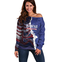 Personalized Hawaii Statehood Day Off Shoulder Sweater 66th Anniversary - Polynesian Pride