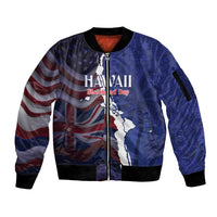 Personalized Hawaii Statehood Day Sleeve Zip Bomber Jacket 66th Anniversary - Polynesian Pride