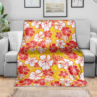 Yellow Hawaii Hibiscus Blanket Tropical Flowers Seamless Pattern - Polynesian Pride