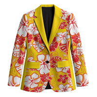 Yellow Hawaii Hibiscus Blazer Tropical Flowers Seamless Pattern - Polynesian Pride