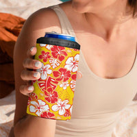 Yellow Hawaii Hibiscus 4 in 1 Can Cooler Tumbler Tropical Flowers Seamless Pattern - Polynesian Pride
