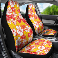 Yellow Hawaii Hibiscus Car Seat Cover Tropical Flowers Seamless Pattern - Polynesian Pride