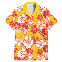 Yellow Hawaii Hibiscus Family Matching Mermaid Dress and Hawaiian Shirt Tropical Flowers Seamless Pattern - Polynesian Pride