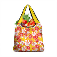 Yellow Hawaii Hibiscus Grocery Bag Tropical Flowers Seamless Pattern - Polynesian Pride