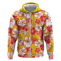 Yellow Hawaii Hibiscus Hoodie Tropical Flowers Seamless Pattern - Polynesian Pride