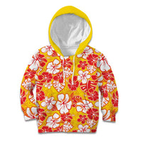 Yellow Hawaii Hibiscus Kid Hoodie Tropical Flowers Seamless Pattern - Polynesian Pride