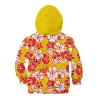 Yellow Hawaii Hibiscus Kid Hoodie Tropical Flowers Seamless Pattern - Polynesian Pride