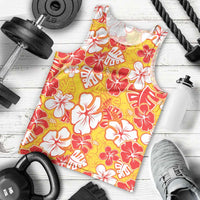 Yellow Hawaii Hibiscus Men Tank Top Tropical Flowers Seamless Pattern - Polynesian Pride