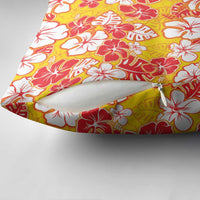 Yellow Hawaii Hibiscus Pillow Cover Tropical Flowers Seamless Pattern - Polynesian Pride