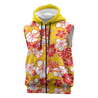 Yellow Hawaii Hibiscus Sleeveless Zip Hoodie Tropical Flowers Seamless Pattern LT14 Yellow - Polynesian Pride