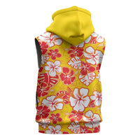 Yellow Hawaii Hibiscus Sleeveless Zip Hoodie Tropical Flowers Seamless Pattern LT14 - Polynesian Pride