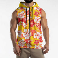 Yellow Hawaii Hibiscus Sleeveless Zip Hoodie Tropical Flowers Seamless Pattern LT14 - Polynesian Pride