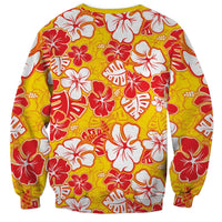 Yellow Hawaii Hibiscus Sweatshirt Tropical Flowers Seamless Pattern - Polynesian Pride