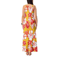 Yellow Hawaii Hibiscus Tank Maxi Dress Tropical Flowers Seamless Pattern - Polynesian Pride