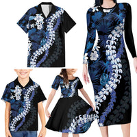 Polu Aloha Hawaii Lei Family Matching Long Sleeve Bodycon Dress and Hawaiian Shirt Tropical Flowers Elegant Vibe - Polynesian Pride